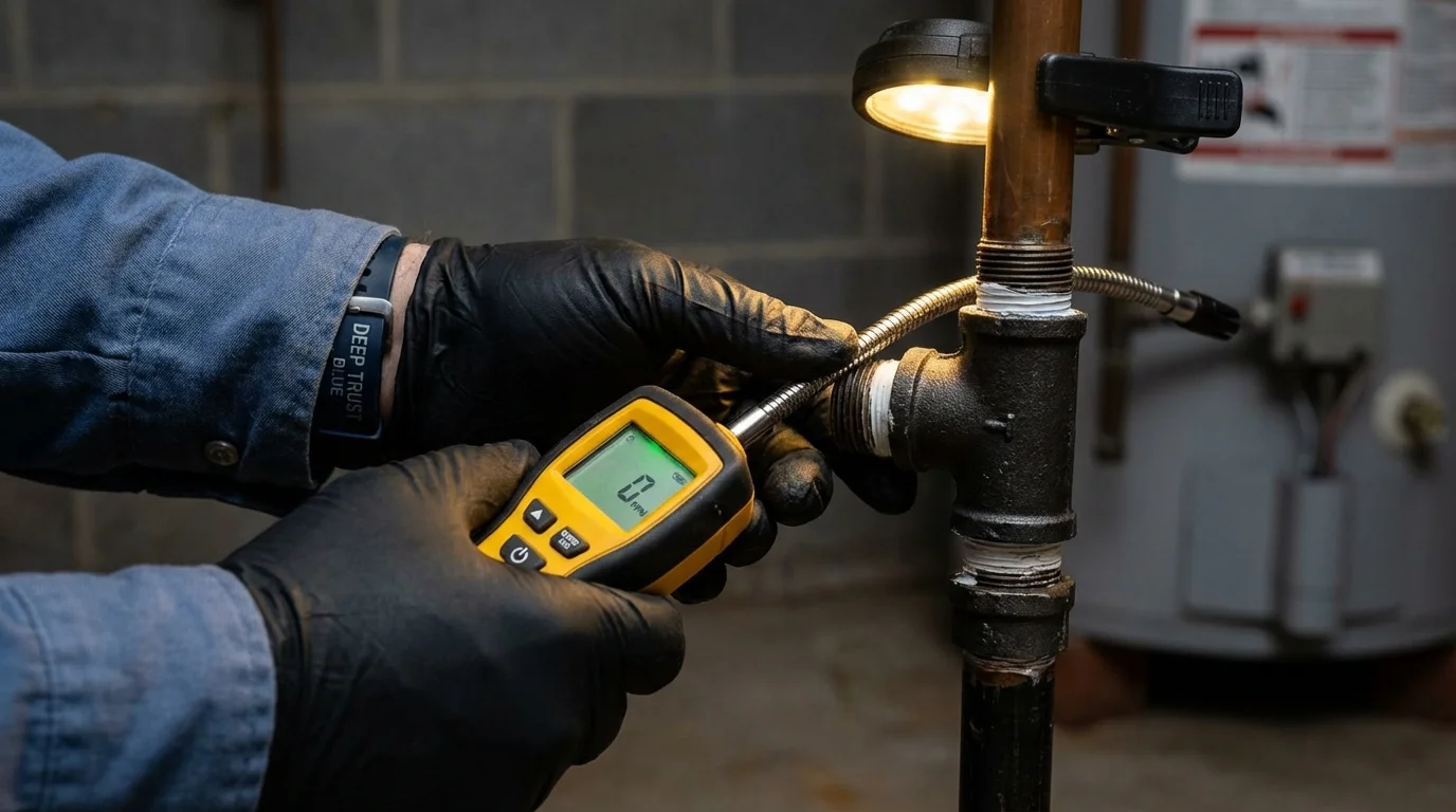Gas leak detection with electronic sniffer by Johns Plumbing LLC in Menasha